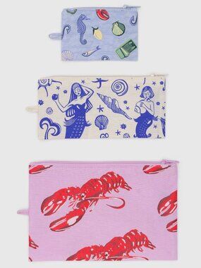 NWT Baggu Flat Pouch Set - Sea Creatures